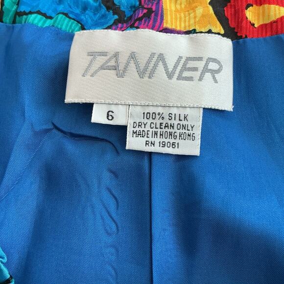 Tanner Womens Silk Pants Size 6 Colorful Mutlicolored 80s 90s Artsy Art Teacher - Picture 3 of 6